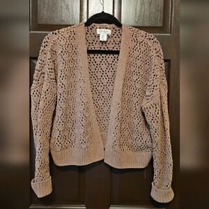 Jessica Simpson crochet cardigan, XS, brown, super soft